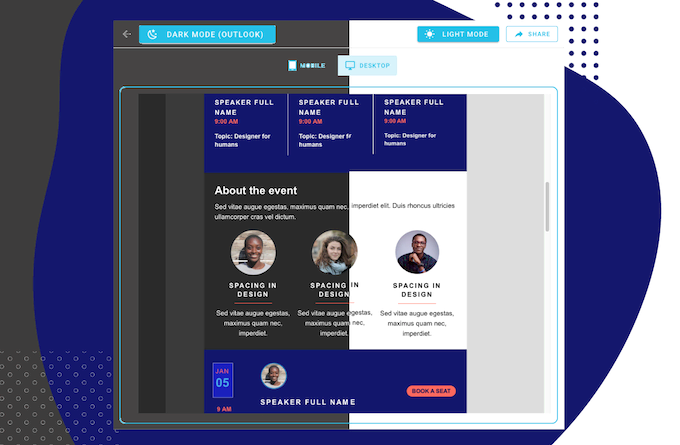 Dark mode email review service